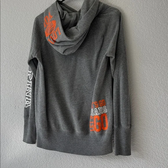 Gray Hoodie with Chicago Bears Football Helmet Design - Picture 3 of 6